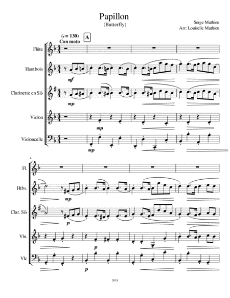 Free Sheet Music Papillon Butterfly