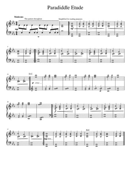 Paradiddle Etude For Solo Piano Sheet Music