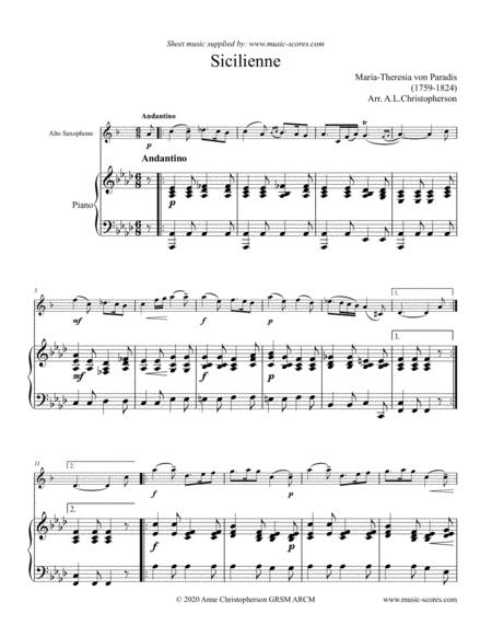 Free Sheet Music Paradies Sicilienne Alto Sax And Piano