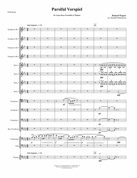 Parsifal Vorspiel Prelude For Large Brass Ensemble Timpani Sheet Music