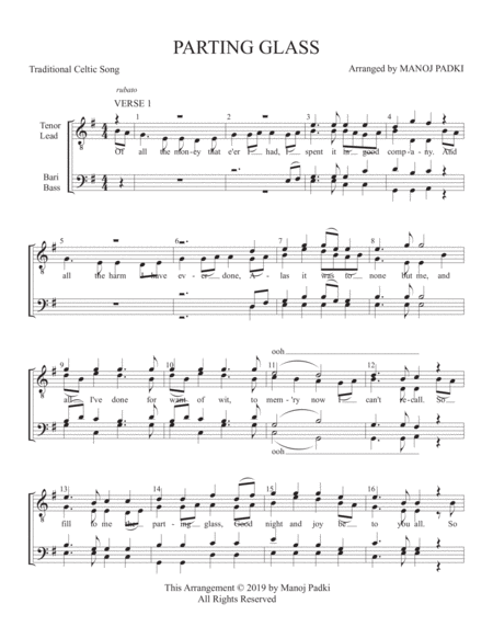 Parting Glass Sheet Music