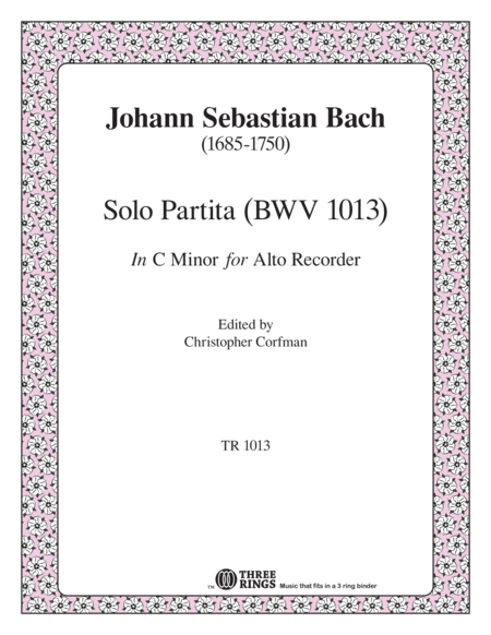 Free Sheet Music Partita For Solo Instrument In C Minor Bwv 1013