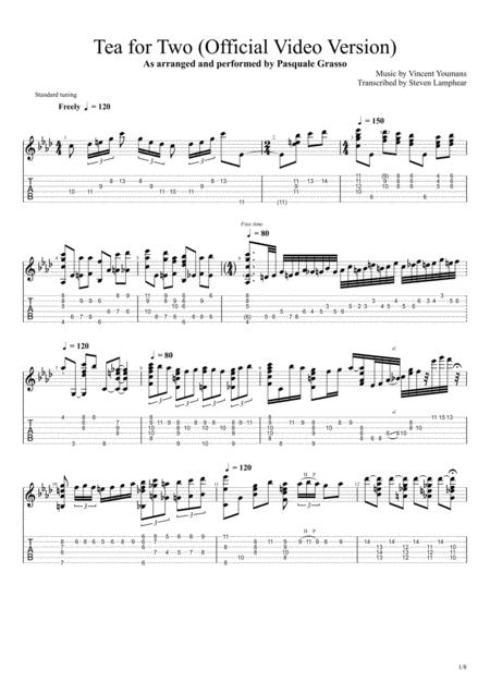 Free Sheet Music Pasquale Grasso Tea For Two Official Video Version