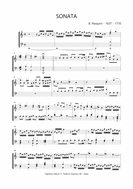 Free Sheet Music Pasquini Sonata For Organ