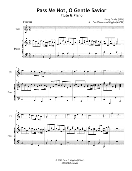 Pass Me Not O Gentle Savior Flute Piano Sheet Music