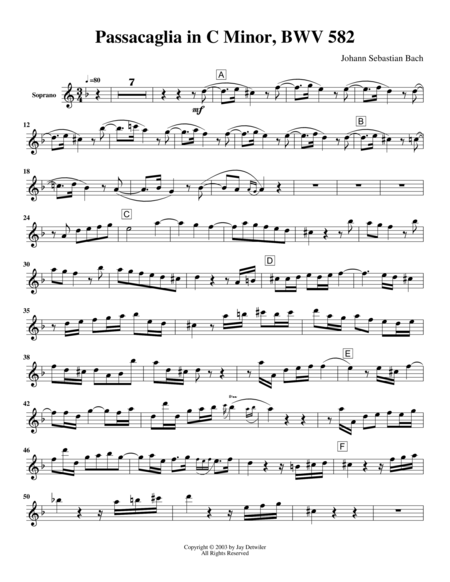 Free Sheet Music Passacaglia In C Minor