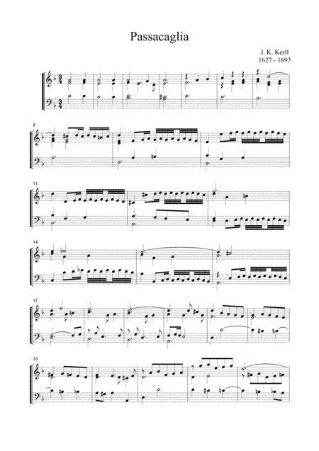 Free Sheet Music Passacaglia Kerll For Organ 2 Staff