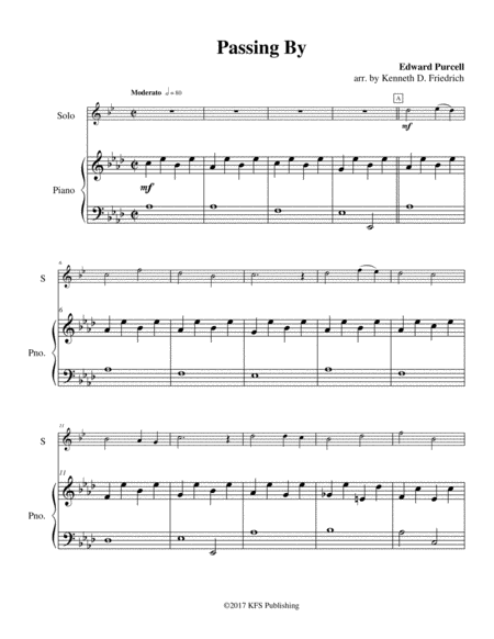 Free Sheet Music Passing By High Trumpet