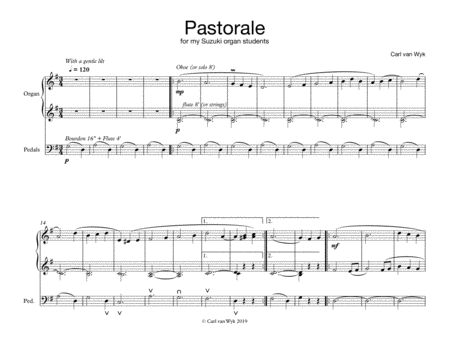 Free Sheet Music Pastorale For Organ