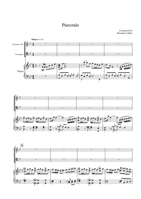 Free Sheet Music Pastorale For Trumpet Trombone And Piano