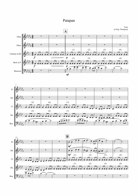 Free Sheet Music Patapan Wind Quintet