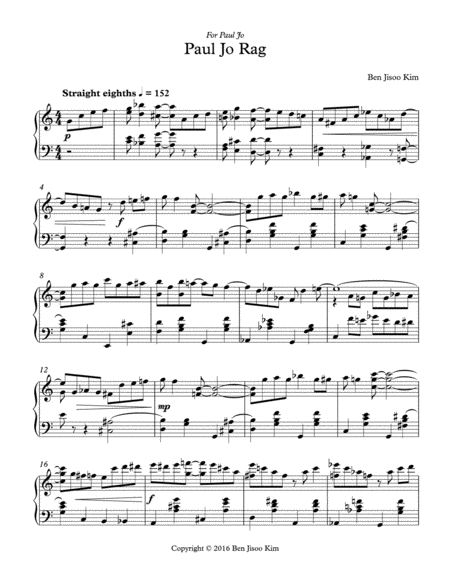 Free Sheet Music Paul Jo Rag