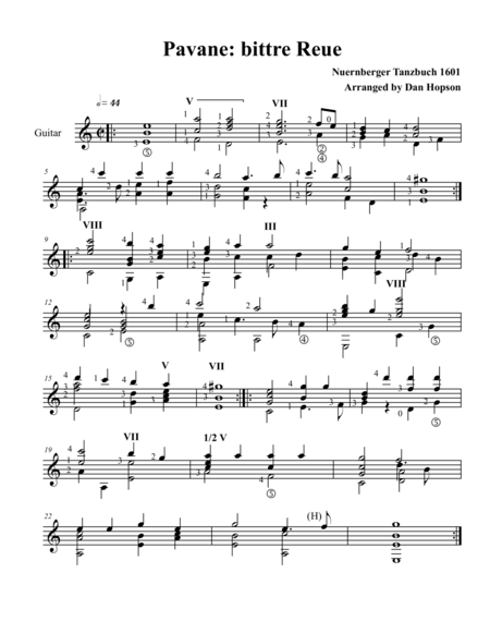 Free Sheet Music Pavane Bittre Reue