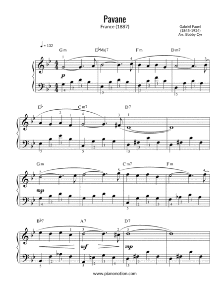 Free Sheet Music Pavane Gabriel Faur Piano Solo