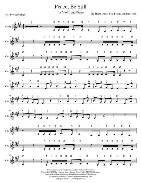 Peace Be Still For Violin Sheet Music