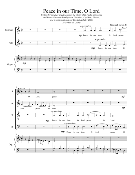 Peace In Our Time O Lord Sheet Music