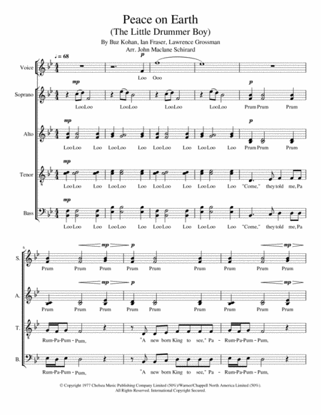 Free Sheet Music Peace On Earth