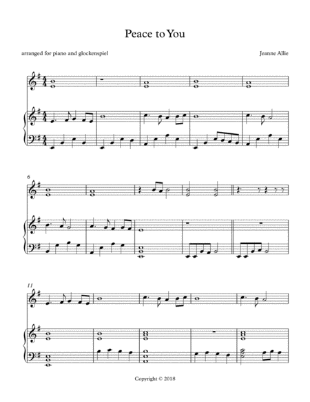 Free Sheet Music Peace To You Piano And Glockenspiel Arrangement