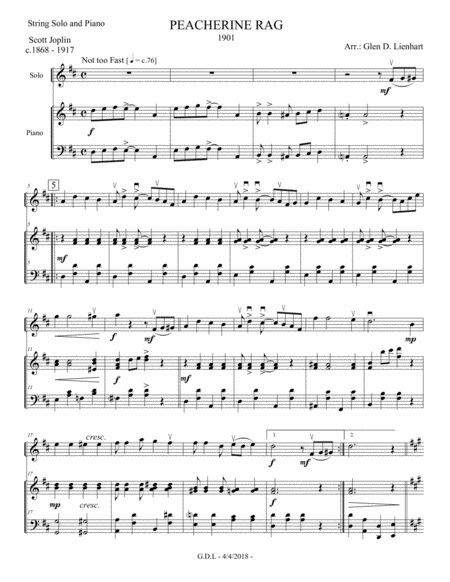 Peacherine Rag String Solo Sheet Music