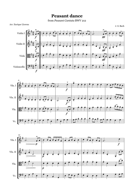 Free Sheet Music Peasant Dance From Peasant Cantata Junior String Orchestra