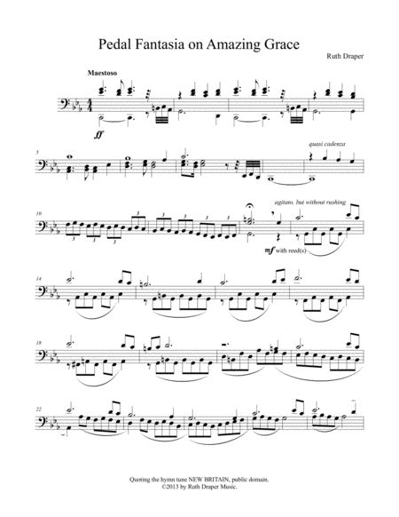 Free Sheet Music Pedal Fantasia On Amazing Grace