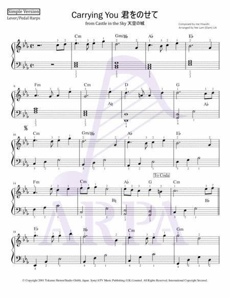 Pedal Lever Harps Carrying You Laputa Castle In The Sky Sheet Music