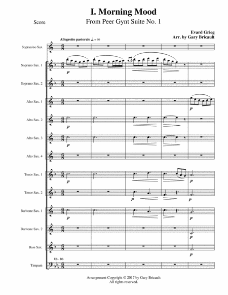 Free Sheet Music Peer Gynt Suite No 1 Opus 46