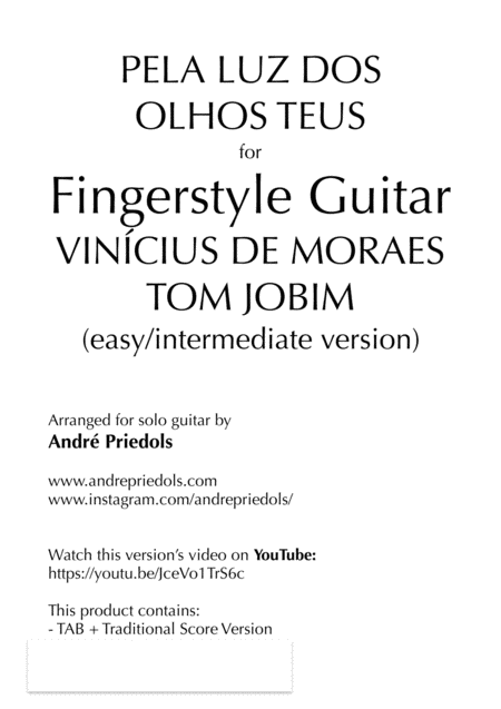 Free Sheet Music Pela Luz Dos Olhos Teus Fingerstyle Guitar