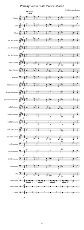 Free Sheet Music Pennsylvania State Police March