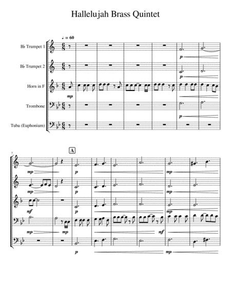 Pentatonix Hallelujah For Brass Quintet Sheet Music