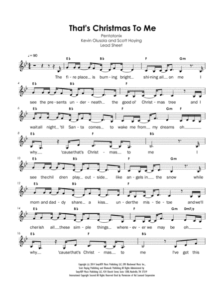 Pentatonix Thats Christmas To Me Bb Sheet Music