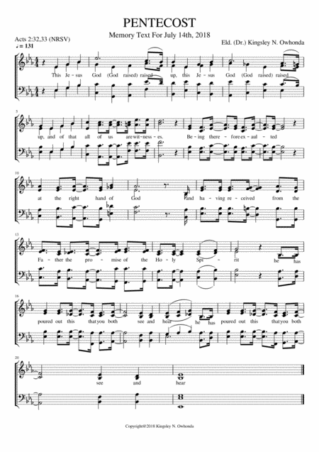 Free Sheet Music Pentecost