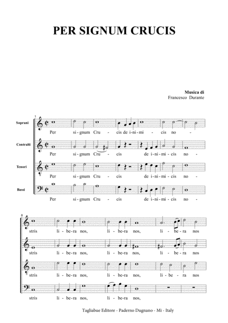 Free Sheet Music Per Signum Crucis F Durante For Satb Choir