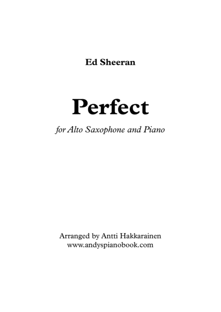 Perfect Alto Saxophone Piano Sheet Music