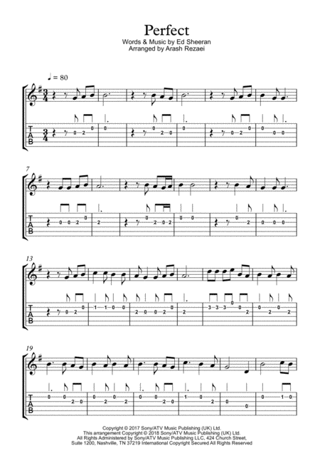 Free Sheet Music Perfect By Ed Sheeran Guitar Sheet With Tabs