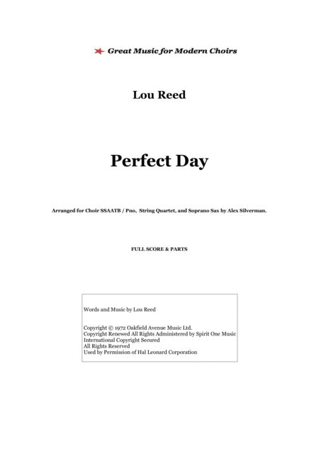 Free Sheet Music Perfect Day Additional String And Sax Parts