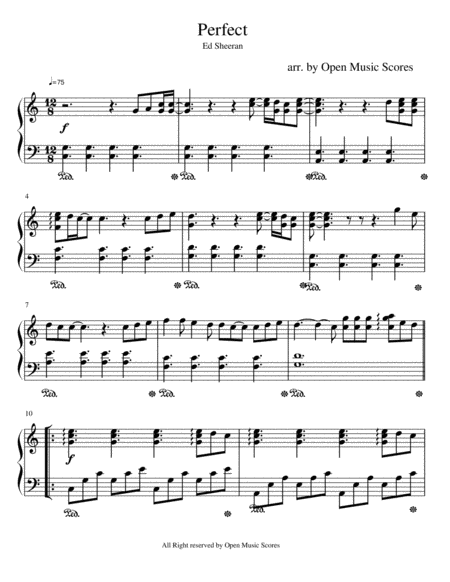 Perfect Easy Piano C Major Sheet Music