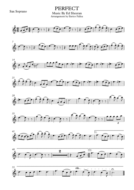 Perfect Ed Sheeran Sax Quartet Parts Sheet Music