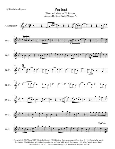 Perfect For Clarinet In Bb Sheet Music