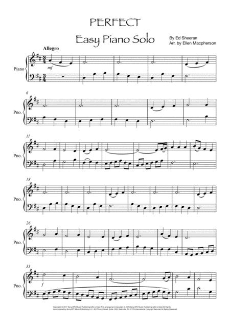 Perfect For Easy Piano Solo Sheet Music