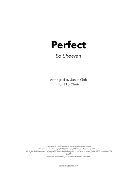 Free Sheet Music Perfect Ttb A Cappella