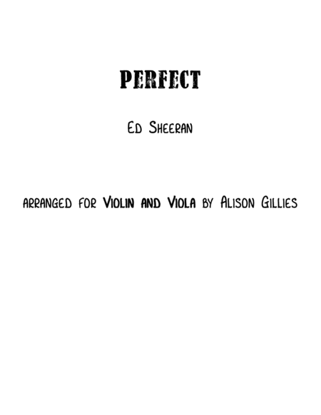 Perfect Violin And Viola Duet Sheet Music