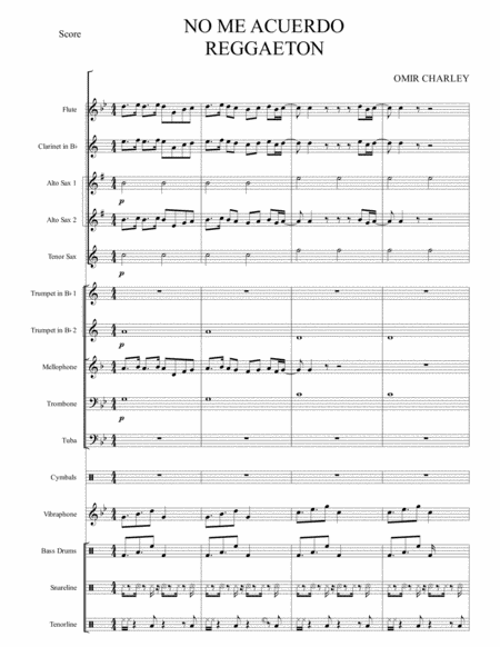 Pero No Me Acuerdo Reggaetton Marching Band Arrangement Sheet Music