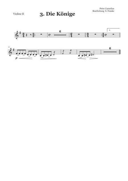 Free Sheet Music Peter Cornelius Weihnachtslieder 3 Die Knige Violine 2