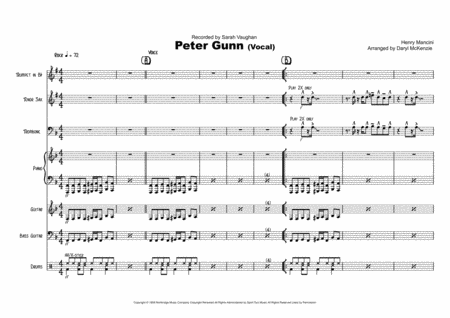 Free Sheet Music Peter Gunn Vocal With Small Band 3 Horns Key Of F