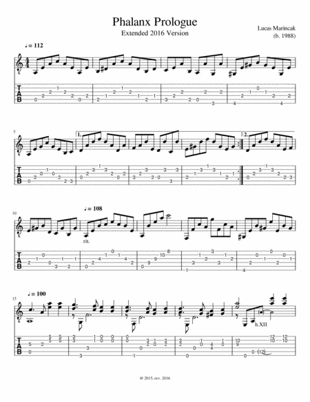 Phalanx Prologue Classical Guitar Sheet Music