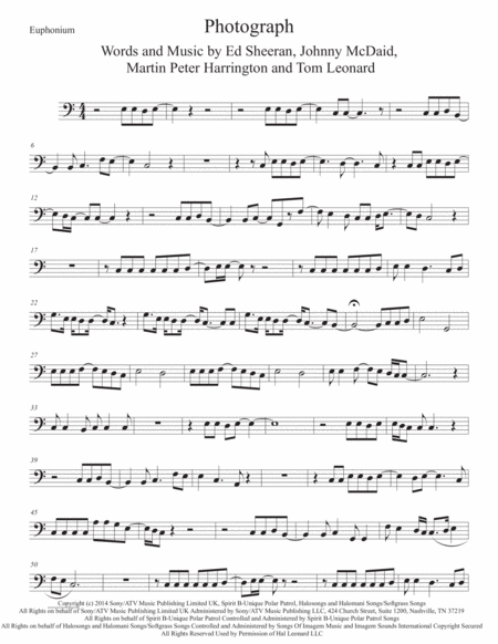 Photograph Easy Key Of C Euphonium Sheet Music