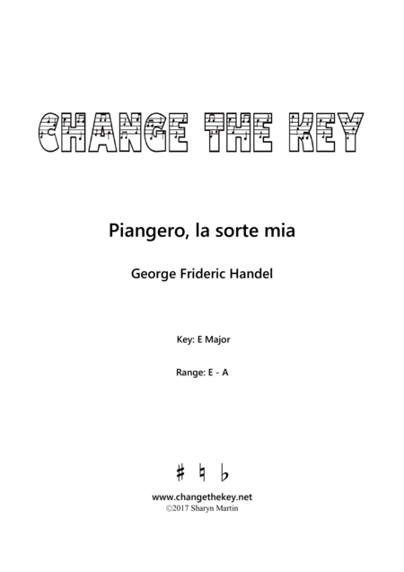 Piangero La Sorte Mia E Major Sheet Music