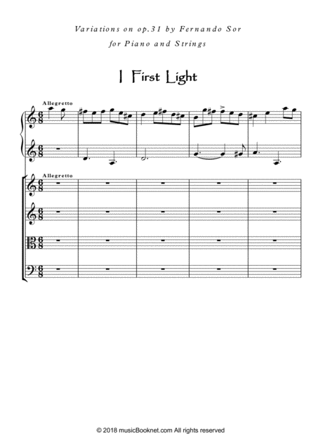 Piano And Strings Ensemble Based On F Sor Op 31 Sheet Music