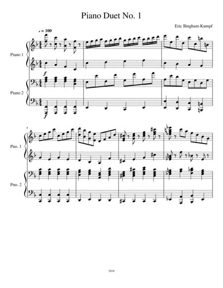 Piano Duet No 1 Sheet Music